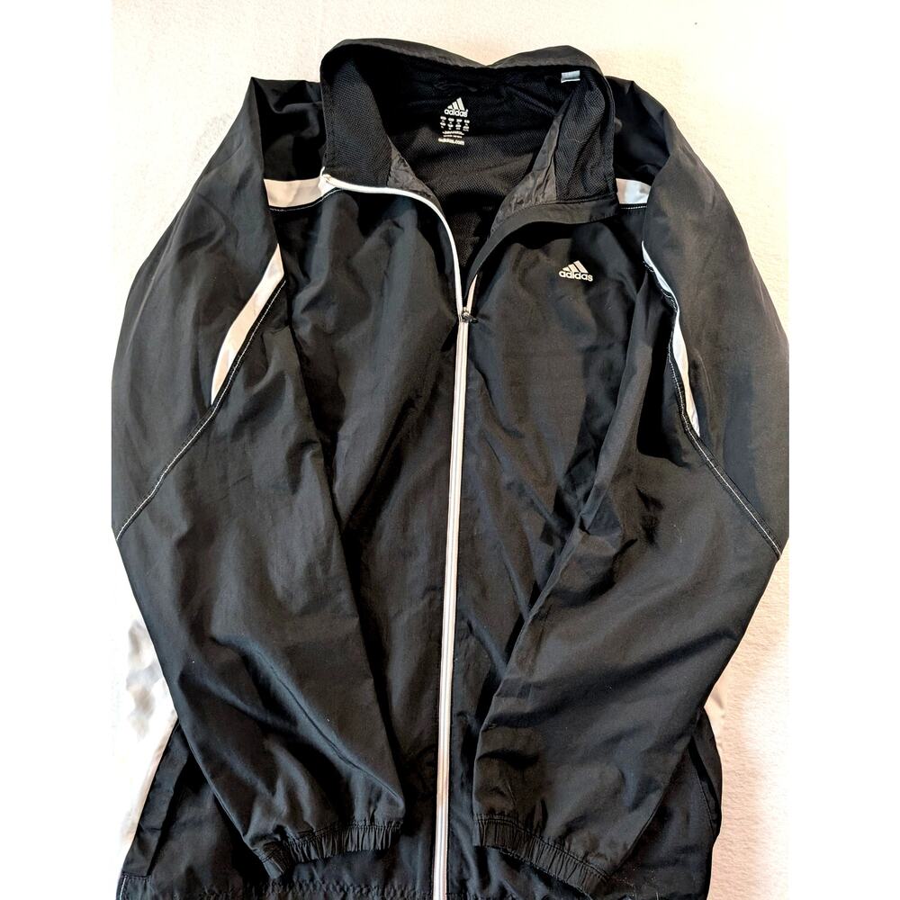 Adidas Men's Black and White full zip‎ jacket windbreaker size XL golf baseball